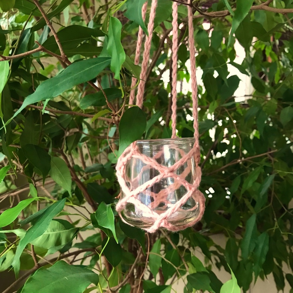 Crocheted hanging jar